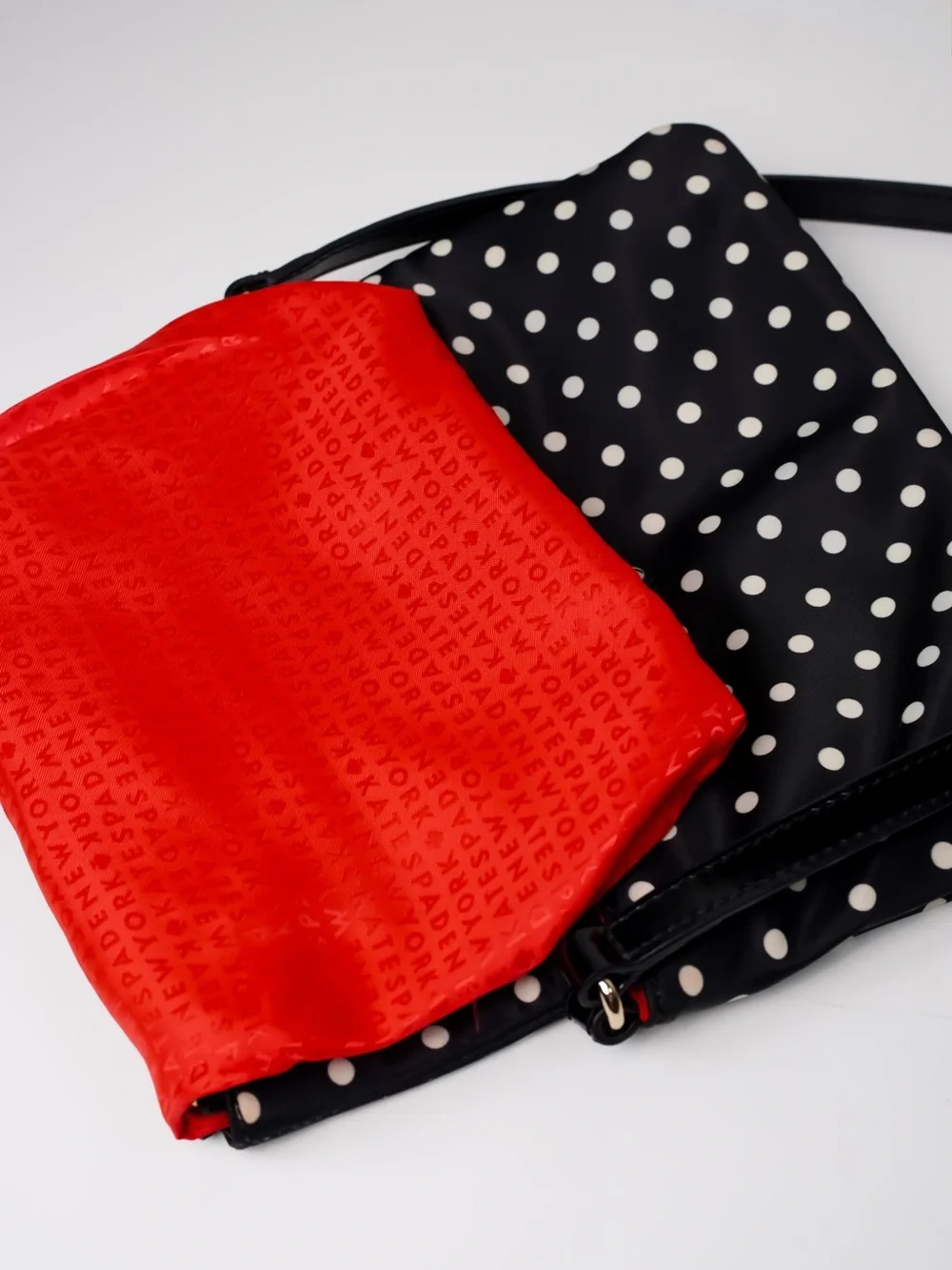 Kate Spade Aleah Spot Polka Dot Nylon Crossbody Bag Black White